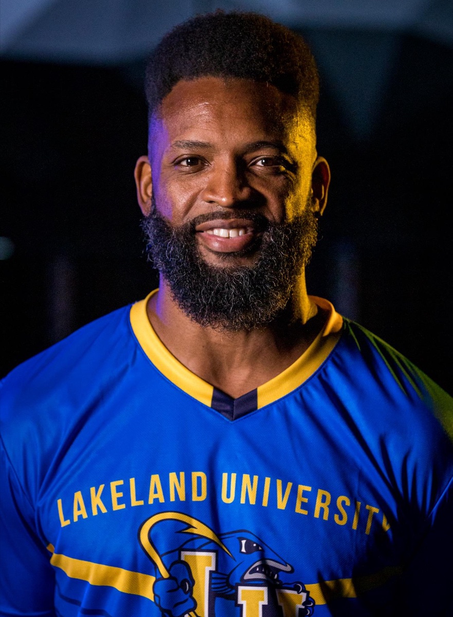 Ahman Green wearing a Lakeland University esports jersey